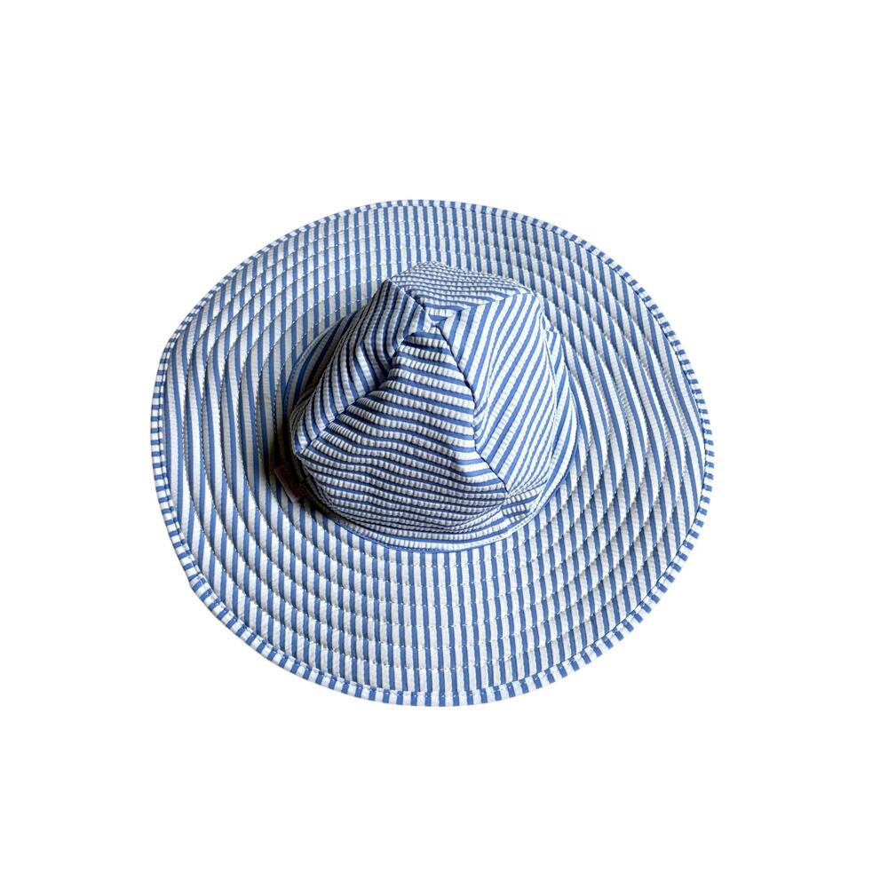RuffleButts Swim Hat (Periwinkle Blue Seersucker) - 12m - 2T